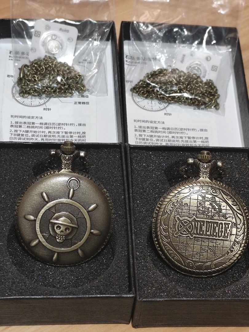 One Piece Pocket Watch (Category: Men's Watches) located in Manila. Submitted by hzdeclutterstuffscollectionsph (Listing ID 1427348878, Image 2). Description: Brand New with Box and extra battery 🎁GIFT-READY‼️ 249 each SIZE: giftbox approx. 3.5" H pocket watch approx. 2.5"H 📍PASIG.