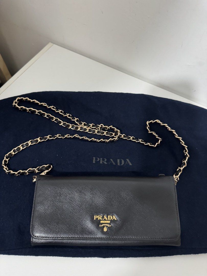 Prada Chain Wallet (Category: Luxury Bags & Wallets) located in Bulacan. Submitted by everythinggood26 (Listing ID 1427350839, Image 1). Description: 💯Authentic! ❤️ Made in italy code And stamp code number Note: This is a provided sling can be a wallet only. .