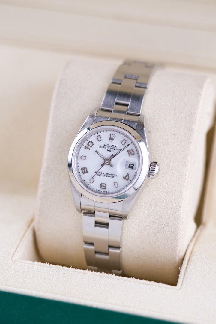 Rolex Oyster Perpetual Date (Category: Luxury Watches) located in Quezon City. Submitted by awristotell (Listing ID 1427423343, Image 1). Description: “New WRISTwatch to TELL” Rolex Oyster Perpetual Date Complete Set Mint Condition Price: 248,000 PHP Ref: 79160 Year: 1999 Movement: Automatic Crystal: Sapphire Case: 26mm Material: Steel Lug width: 13mm Bracelet: Rolex Oyster Bracelet Includes: Complete Set — Free Shipping Nationwide — Imperfection