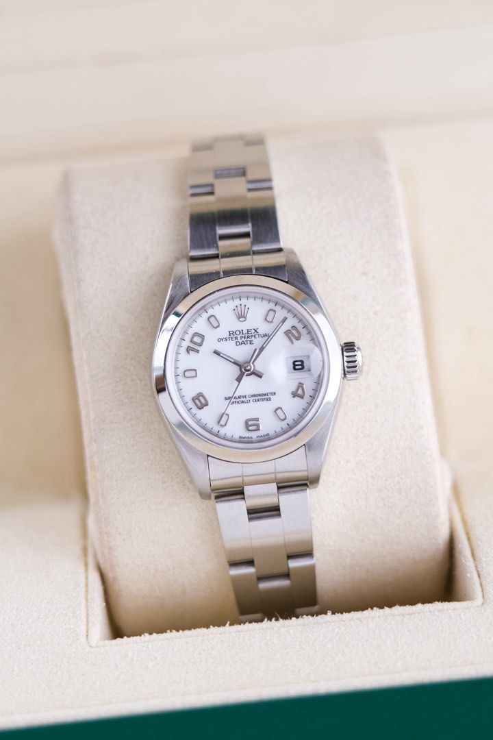Rolex Oyster Perpetual Date (Category: Luxury Watches) located in Quezon City. Submitted by awristotell (Listing ID 1427423343, Image 2). Description: “New WRISTwatch to TELL” Rolex Oyster Perpetual Date Complete Set Mint Condition Price: 248,000 PHP Ref: 79160 Year: 1999 Movement: Automatic Crystal: Sapphire Case: 26mm Material: Steel Lug width: 13mm Bracelet: Rolex Oyster Bracelet Includes: Complete Set — Free Shipping Nationwide — Imperfection
