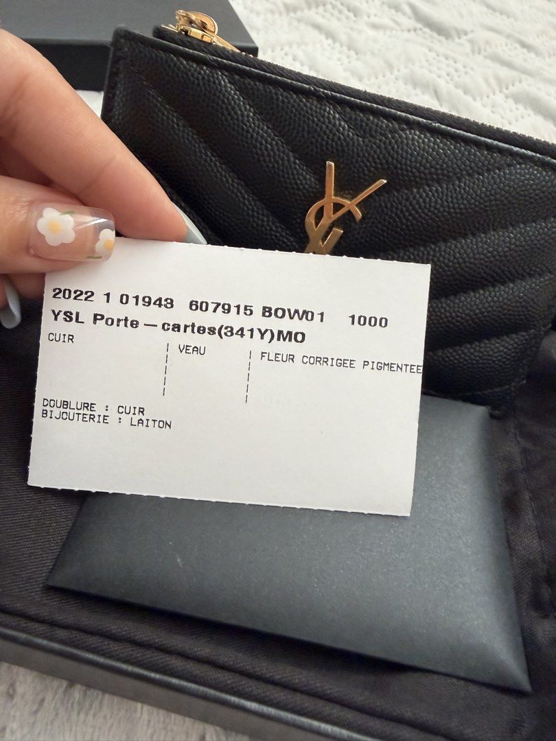 Saint Laurent YSL Cardholder (Category: Luxury Bags & Wallets) located in Mexico. Submitted by jvsss13 (Listing ID 1427314064, Image 2). Description: Selling my personal stuff YSL cardholder bought in YSL Solaire. Complete with receipt same serial number. No more paper bag but I can give Dior paper bag. RFS: switching to sleeker wallet, trade to Loewe, Celine or LV wallet .