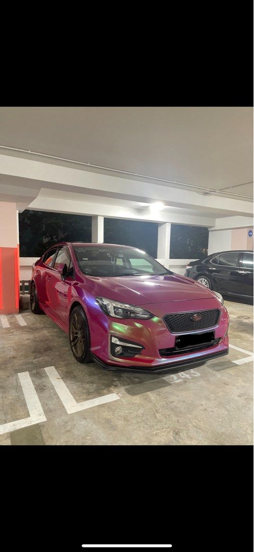 Subaru Impreza 4D 2.0i-S EyeSight (A) (Category: Used Cars) located in Singapore. Submitted by worthsales (Listing ID 1427467735, Image 1). Description: 2nd owner, Meticulously maintained, fussy owner $5k Aikka paintwork Flow forming rims Michelle tyres Carbon fibre trims interior of the car Ambient light, legroom lighting Lta legal tint, highest heat rejection premium quality tint Eyesight features Looking to sell directly as next owner must be 
