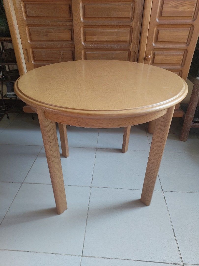 Tendo Round Wooden Table, Coffee Table, Center table (Category: Tables & Sets) located in Bulacan. Submitted by hnbfinds (Listing ID 1427363985, Image 3). Description: ✨ TENDO JAPAN ROUND TABLE ✨ 🇯🇵 Minimalist • Elegant • Timeless 🪵 Premium Wood Material Crafted from high-quality oak/beech wood veneer with solid wood support — known for its durability, smooth grain, and long-lasting quality 💯 🪑 Strong and stable build 🌿 Natural wood finish 
