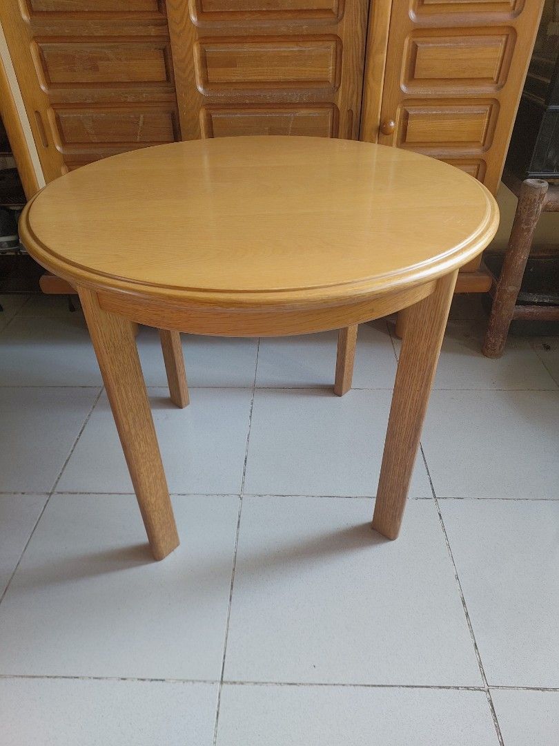 Tendo Round Wooden Table, Coffee Table, Center table (Category: Tables & Sets) located in Bulacan. Submitted by hnbfinds (Listing ID 1427363985, Image 1). Description: ✨ TENDO JAPAN ROUND TABLE ✨ 🇯🇵 Minimalist • Elegant • Timeless 🪵 Premium Wood Material Crafted from high-quality oak/beech wood veneer with solid wood support — known for its durability, smooth grain, and long-lasting quality 💯 🪑 Strong and stable build 🌿 Natural wood finish 