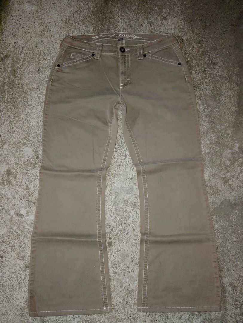Tommy Hilfiger Flared Pants (Category: Trousers) located in Calamba. Submitted by thriftones (Listing ID 1427470127, Image 1). Description: Length: 40 Waist: 34-36 Thigh: 13 Hem: 11 Condition: 9/10 No issues Negotiable!!!.