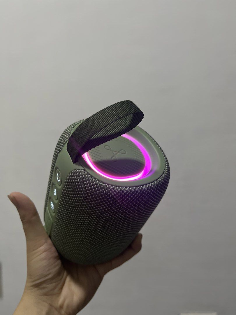 Tribit Bluetooth Speaker (Category: Soundbars, Speakers & Amplifiers) located in Manila. Submitted by r4zzmatazz (Listing ID 1427442644, Image 3). Description: SRP 1300. LAST PRICE 800!!!! Green Tribit portable speaker - 360 surround sound - fabric-covered design - IPX7 waterproof, can be used in shower or beach - volume, power, light control buttons on the side. - AUX input and charging port (USB-C) Retail price: 1,300.