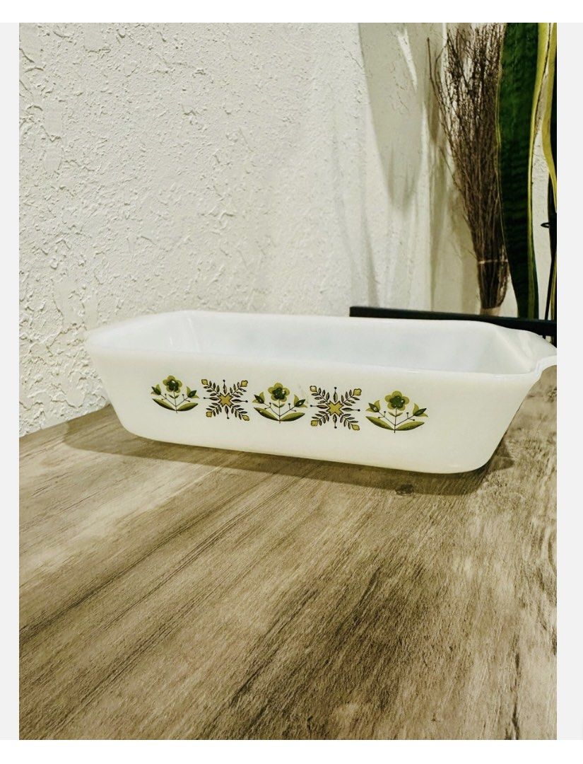Vintage Anchor Hocking Fire-King Meadow Casserole Dish (Category: Bakeware) located in Malabon City. Submitted by pjarme (Listing ID 1427362764, Image 1). Description: 2 pcs Vintage Anchor Hocking Fire-King Meadow Green casserole baking dish. Pre owned but good as new. Made in the USA .