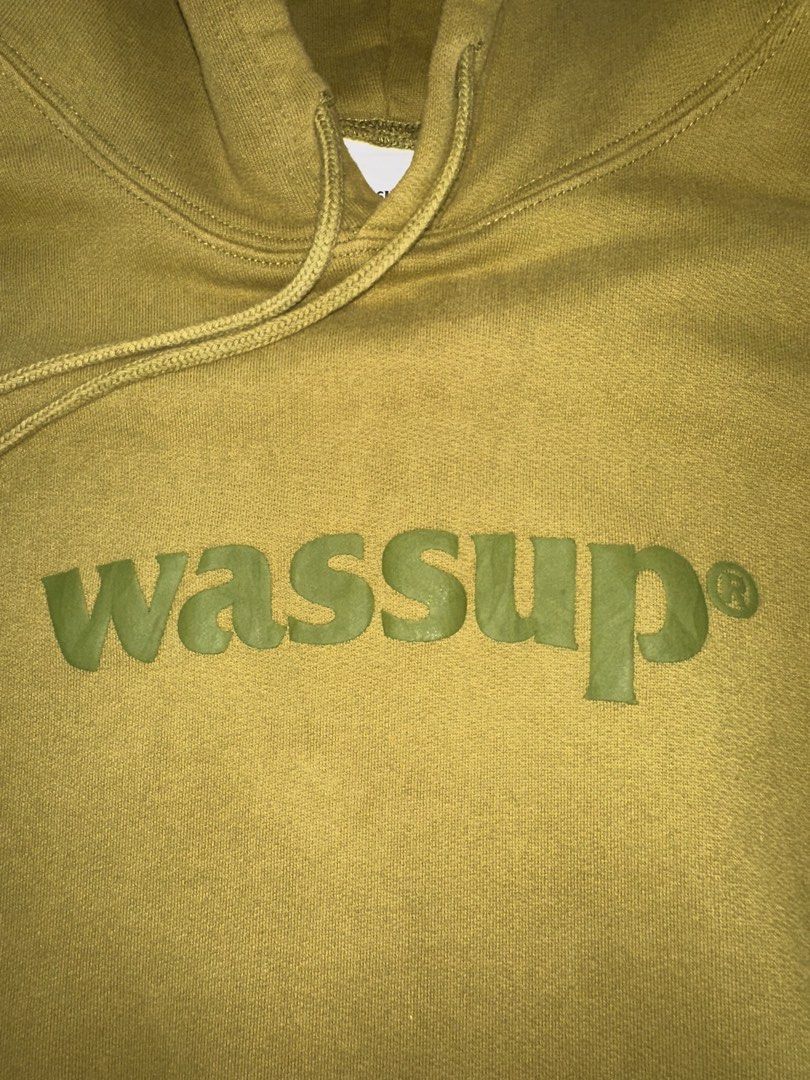 Wassup Hoodie - Olive Green - Medium (Category: Hoodies) located in Leyte. Submitted by thrift__a (Listing ID 1427336741, Image 2). Description: - 100 % authentic - Complete Tags - No issue - Excellent Condition - dimes: W- 19 x L - 22 - price + SF.