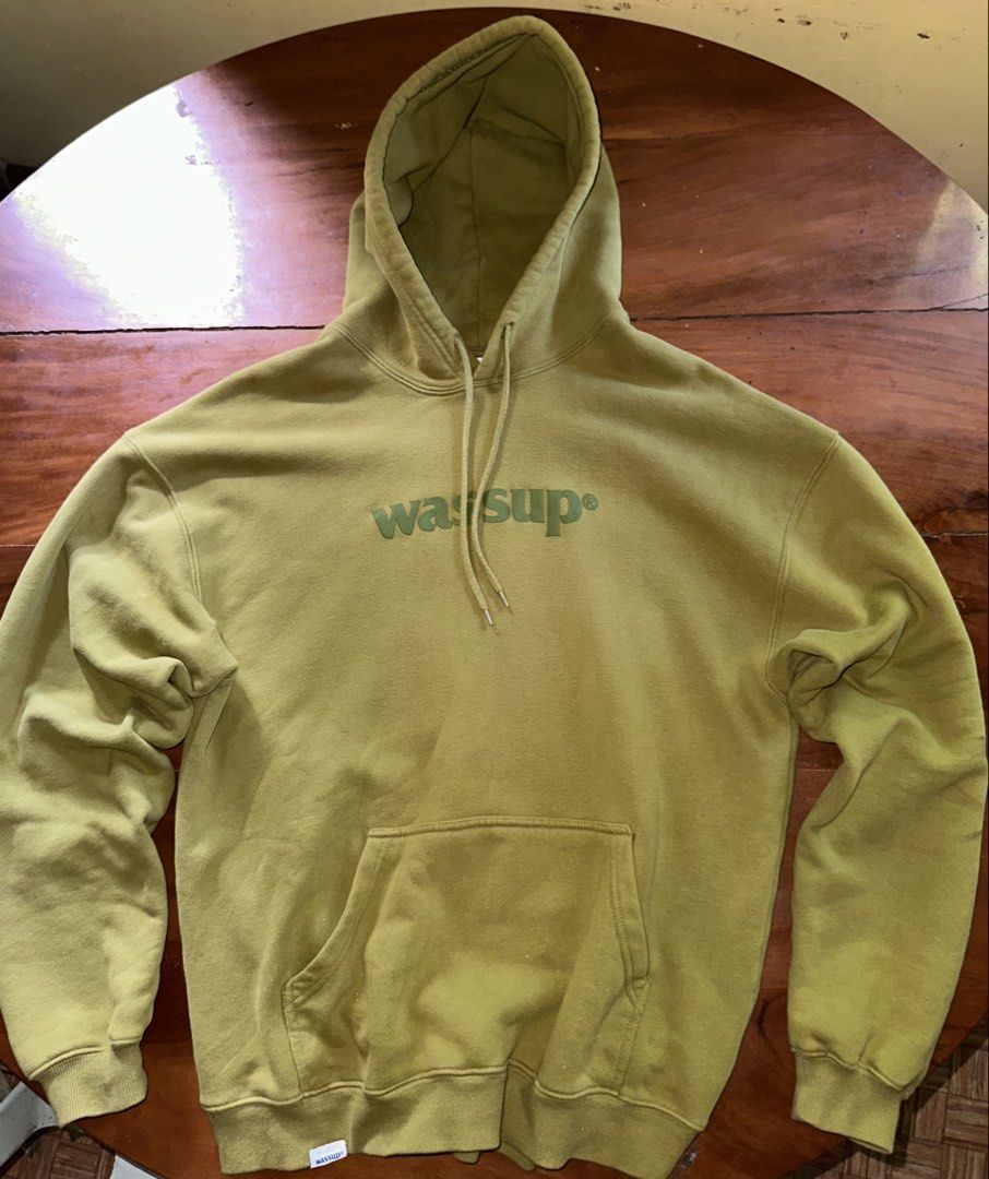 Wassup Hoodie - Olive Green - Medium (Category: Hoodies) located in Leyte. Submitted by thrift__a (Listing ID 1427336741, Image 1). Description: - 100 % authentic - Complete Tags - No issue - Excellent Condition - dimes: W- 19 x L - 22 - price + SF.
