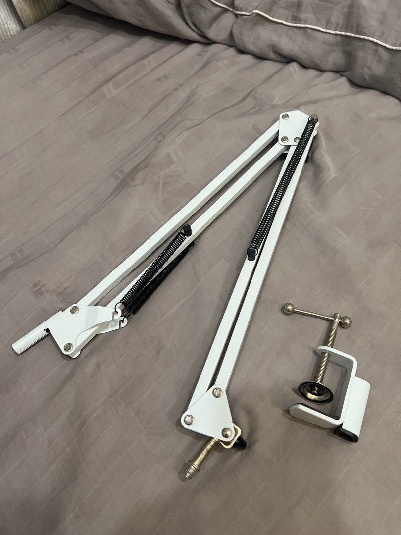 White Microphone Arm with Clamp