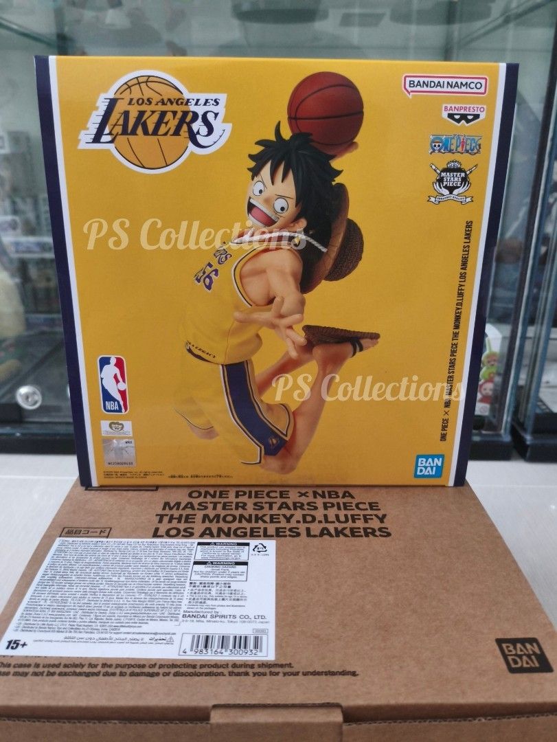 Bandai One Piece x NBA Master Stars Piece Luffy (Category: Toys & Games) located in Las Pinas. Submitted by p.s.collections (Listing ID 1424163116, Image 1). Description: - Bandai Master Stars Piece figure - Features Monkey D. Luffy in a Los Angeles Lakers jersey - From the One Piece x NBA collaboration - Includes the Lakers and Bandai Namco logos on the box - Perfect for One Piece and basketball fans!.