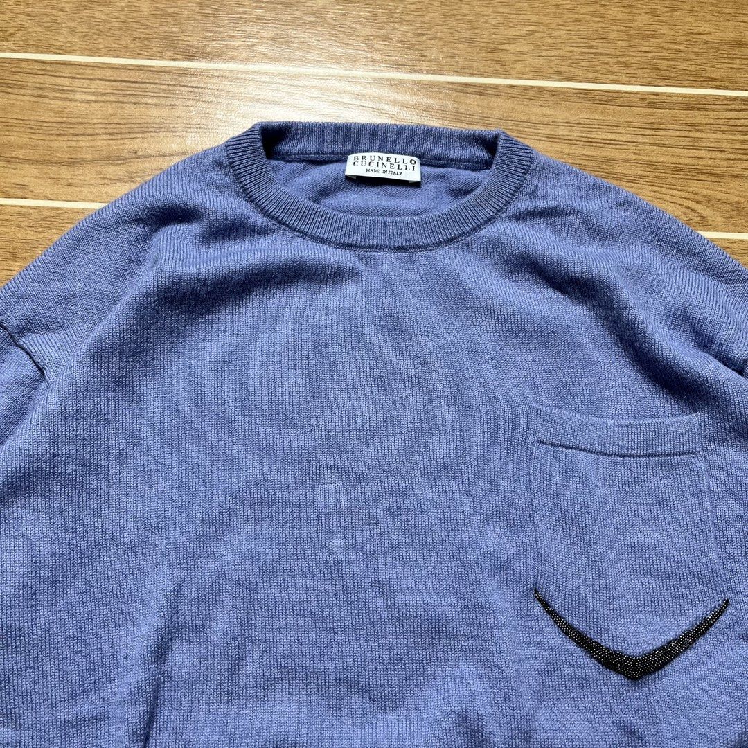 Brunello Cucinelli Knitted Sweater (Category: Luxury Apparel) located in Calamba. Submitted by _limitedsupply (Listing ID 1424257708, Image 2). Description: Brunello Cucinelli Knitted Sweater Made in Italy Size: Large Laid Flat Measurements: Length: 23.3 inches Width: 20.8 inches Sleeve Length: 23.3 inches Shoulder: 18.5 inches Hem: 14 inches Condition: Excellent Flaws: Need Wash Only! 🏷️₱4,550 + sf.