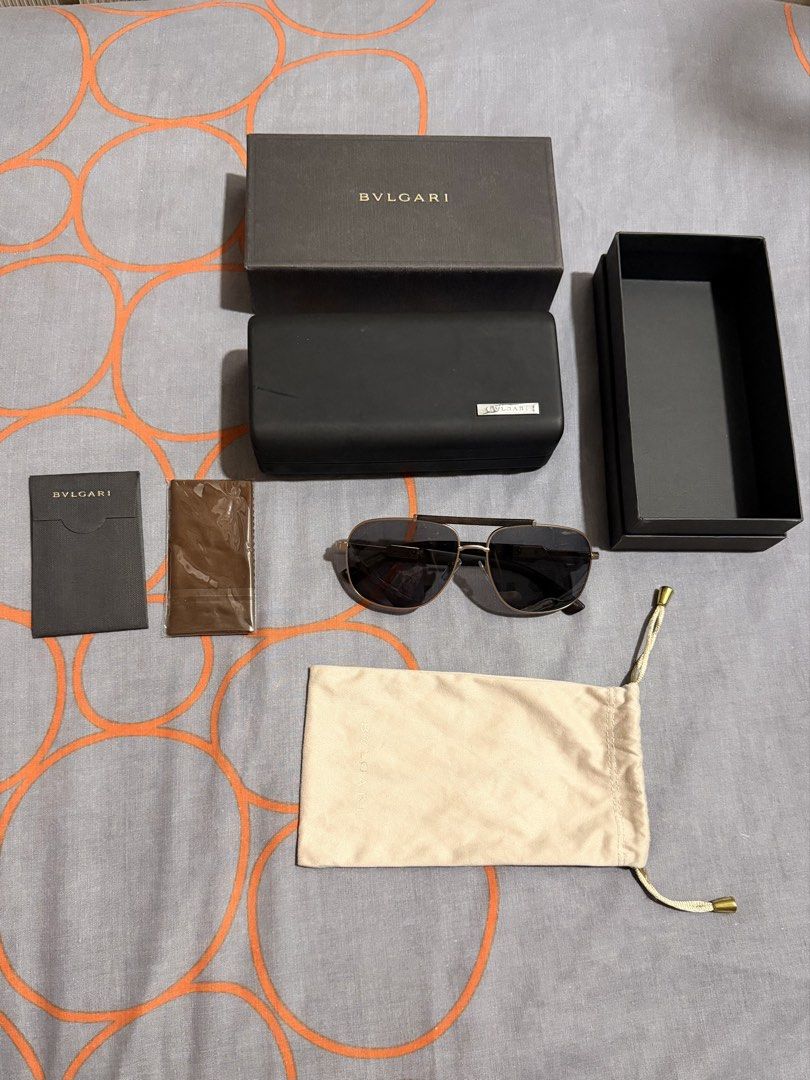 Bvlgari Aviator Shades / Sunglasses (Category: Sunglasses & Eyewear) located in Quezon City. Submitted by blackpinkstuff (Listing ID 1424310174, Image 1). Description: BRAND NEW BVLGARI SHADES FOR SALE Includes: - Original case - Box - Cleaning cloth - Pouch - Bvlgari card Message me for more details :).