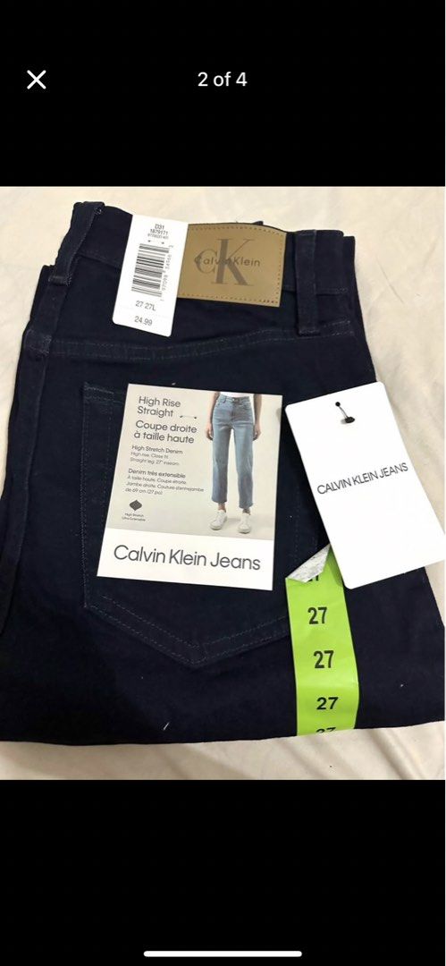 Calvin Klein High Rise Straight Jeans (Category: Jeans) located in Mandaluyong City. Submitted by heyitstey (Listing ID 1424207729, Image 2). Description: Brand new with tags shipped from Canada Calvin Klein High Rise Straight Jeans color Dark Wash size 27 on tag fits 27-28 waist, length 38 onhand ready to ship loc mandaluyong lalamove/lbc.