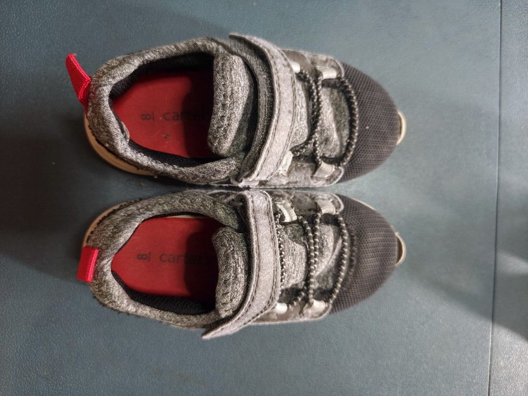 Carter's Baby Shoes (Category: Babies & Kids Fashion) located in Manila. Submitted by anneesp (Listing ID 1424228115, Image 2). Description: - Carter's baby shoes - Color: Gray and black - Easy hook-and-loop strap - Red pull tab at the back - White soles with Carter's logo - 6.5 inches #carters #carterskidsshoes #toddlershoes #kidsshoes #kidsfashion #toddlerboy.