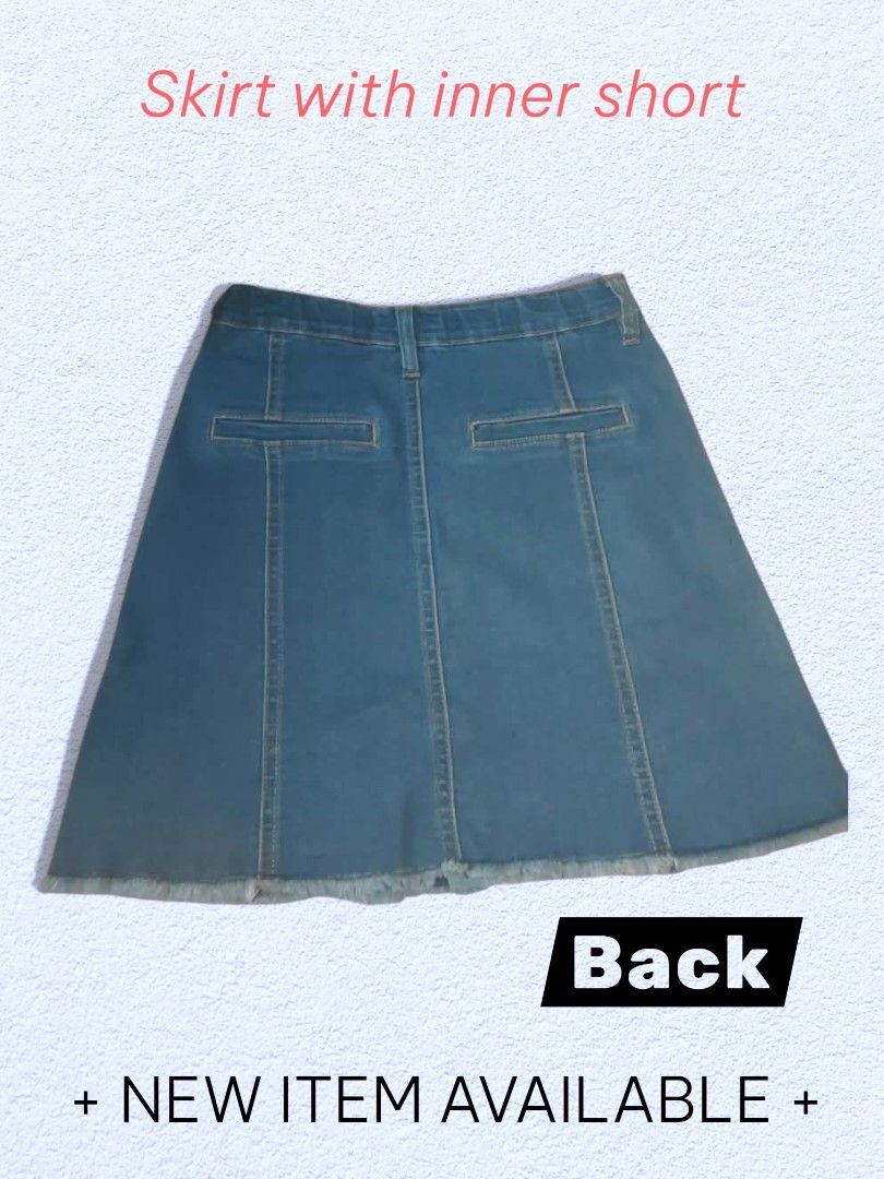 Denim Skirt with Inner Short (Category: Skirts) located in Silang. Submitted by rfjlee (Listing ID 1424310551, Image 2). Description: Denim skirt features an inner short for added comfort and coverage. It has a button-down front and a classic design. The skirt has a raw hem and a light blue wash. chat me maybe we lower the price☺☺ size 24/25.