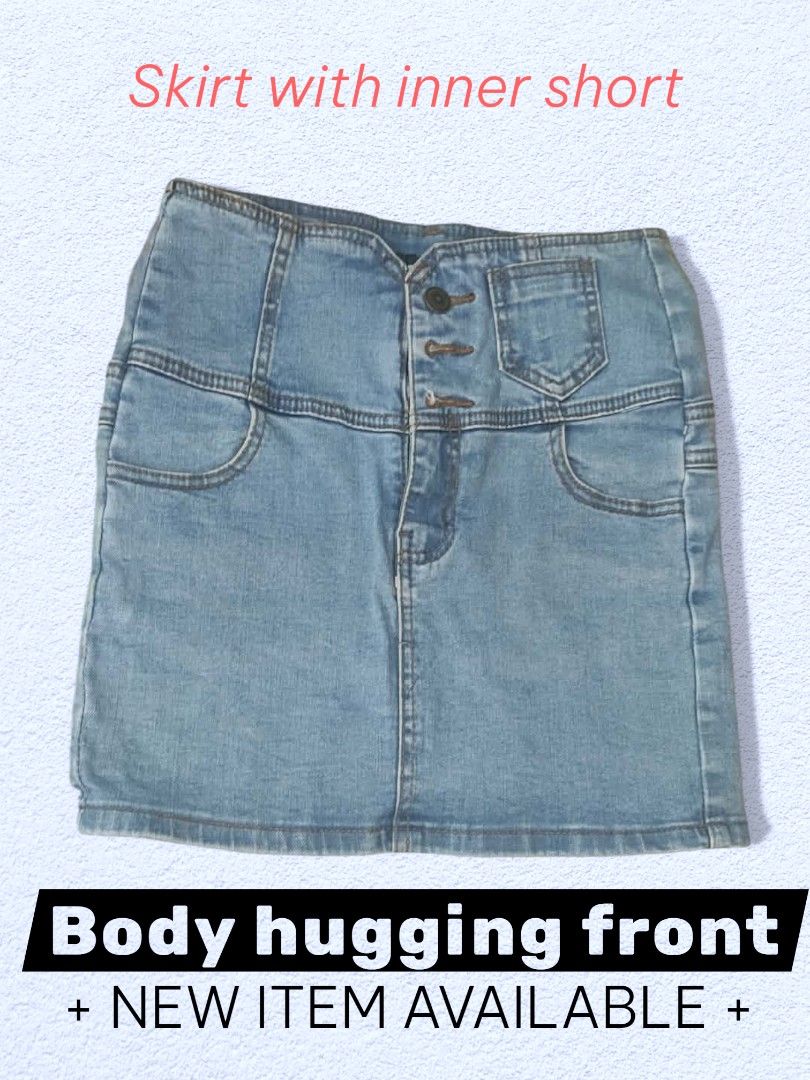Denim Skirt with Inner Short (Category: Skirts) located in Silang. Submitted by rfjlee (Listing ID 1424310998, Image 1). Description: Denim skirt features an inner short for added comfort and coverage. It has a body-hugging front design and a classic denim wash. The skirt includes pockets at the front and back. It is a new item. size 25/24 chat me maybe we can lower the price.