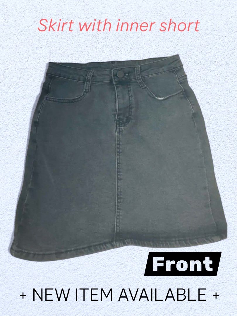 Denim Skirt with Inner Short (Category: Skirts) located in Silang. Submitted by rfjlee (Listing ID 1424311419, Image 1). Description: - Denim skirt with built-in inner shorts for comfort. - Classic design with front and back pockets. - Made of durable denim material. - Versatile solid color. - Ideal for casual outfits. DM maybe we can lower the price☺ size 24/25.
