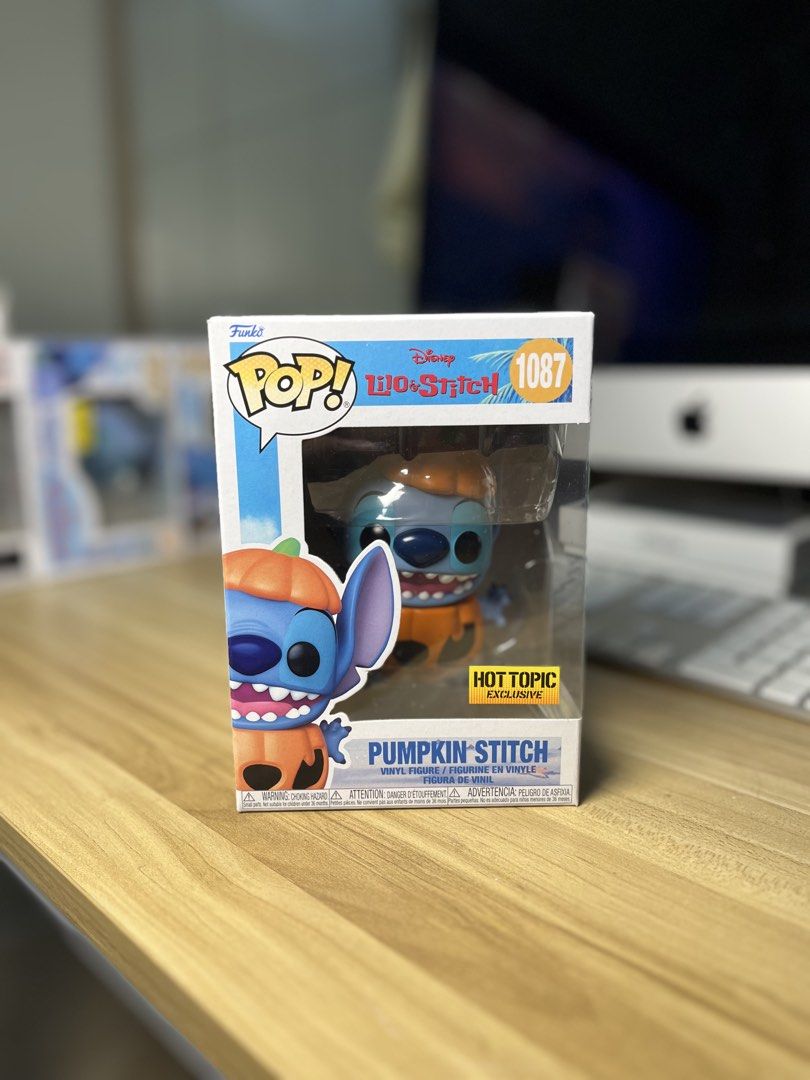 Funko Pop! Lilo & Stitch Pumpkin Stitch 1087 (Category: Designer & Blind Box Toys) located in Dasmarinas. Submitted by margo09 (Listing ID 1424181305, Image 1). Description: - Funko Pop! of Stitch dressed as a pumpkin. - Hot Topic exclusive. - Features the Funko Pop! logo. - Number 1087 on the box. - Box shows other Lilo & Stitch characters. - Great collectible for Disney enthusiasts..
