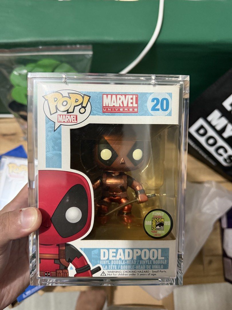 Funko Pop! Marvel Deadpool Metallic #20 SDCC 2013 LE 480 (Category: Figurines & Statues) located in Quezon City. Submitted by exceeph (Listing ID 1424313381, Image 1). Description: Funko Pop! Marvel Deadpool Metallic #20 SDCC 2013 LE 480 - 26,999 MODE OF PAYMENT: GCash / Bank Transfer MODE OF DELIVERY: ‼️ Buyer’s Expense ‼️ Lalamove / Grab (Within Metro Manila) LBC Express / J&T Express (Outside Metro Manila).
