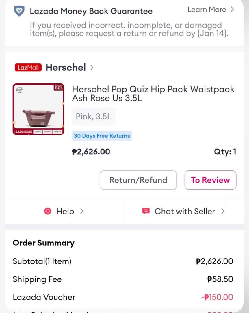 Herschel Pop Quiz Hip Pack Waistpack (Category: Belt bags, Clutches and Pouches) located in Taguig. Submitted by jaydjahs0220 (Listing ID 1424323698, Image 2). Description: Herschel Pop Quiz Hip Pack Waistpack in Ash Rose. This waistpack features a front pocket with a white zipper and a main compartment with a zipper closure. The bag has the Herschel logo on the front. It is a 3.5L bag..