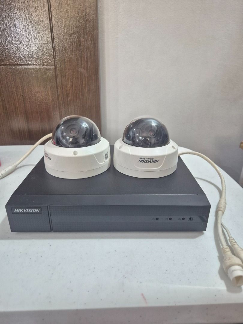 Hikvision CCTV Camera System (Category: Security Systems & CCTV Cameras) located in Quezon City. Submitted by martn. (Listing ID 1424278747, Image 1). Description: Hikvision CCTV system Includes - 2 white dome cameras (Model: Hikvision HWI-D140H) - NVR (Model: Hikvision HWN-2104MH-4P) - Seagate SkyHawk 1TB - Cables included Perfect for home or small business security.