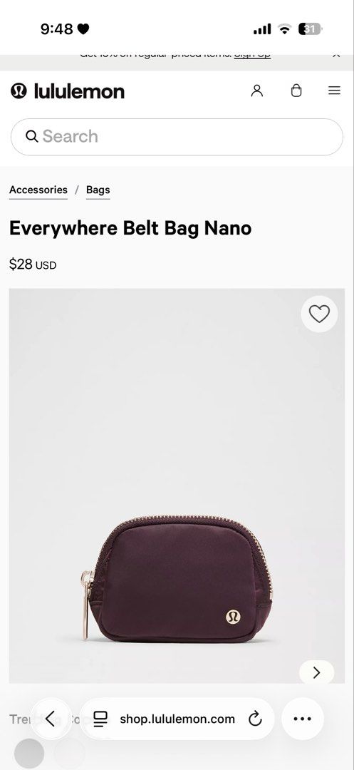 Lululemon Everywhere Belt Bag Nano (Category: Cross-body Bags) located in Quezon City. Submitted by jamboreeee (Listing ID 1424290618, Image 1). Description: Brand new from US Burgundy.