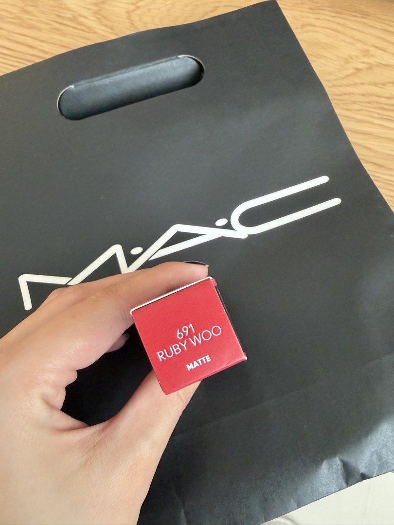 MAC Ruby Woo Matte Lipstick (Category: Makeup) located in Pasig City. Submitted by mavizg (Listing ID 1424179300, Image 3). Description: - Authentic MAC Ruby Woo lipstick - Classic red shade, perfect for any occasion - Matte finish - Comes in original packaging - Shade: 691 Ruby Woo - Original price: P1,400.00 - Mfg date: 12/2024 RFS: Gift but not my shade.