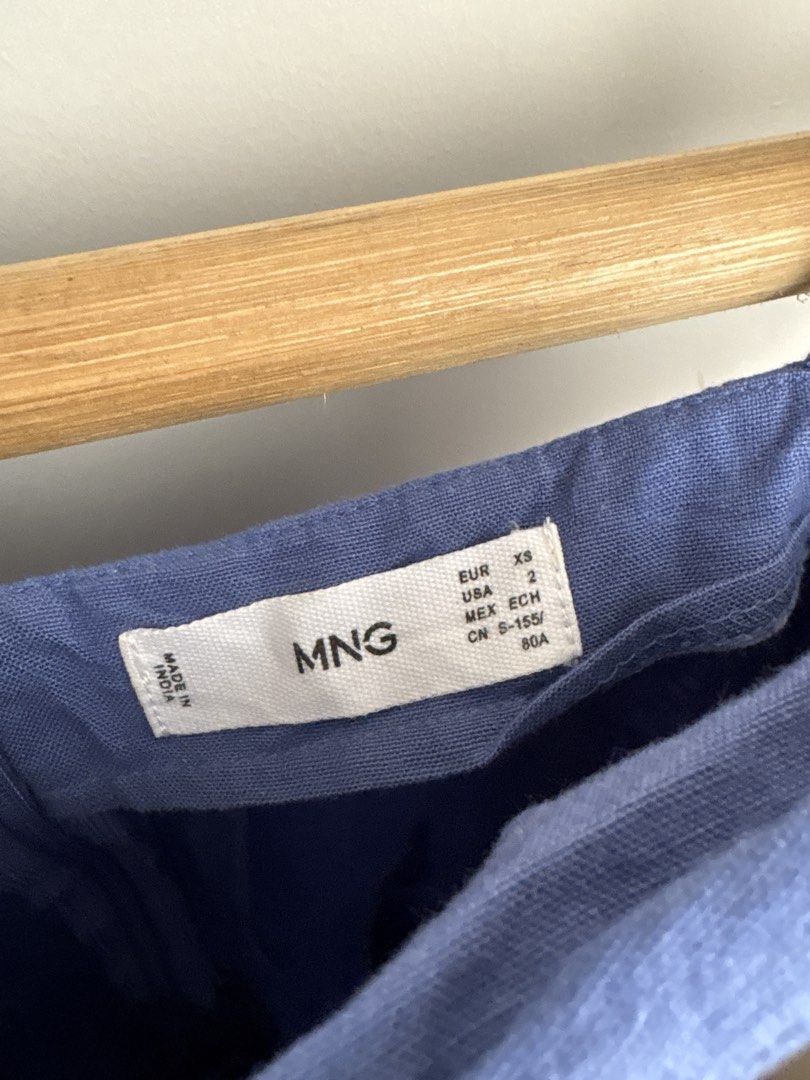 Mango Blue Linen Midi Dress (Category: Dresses) located in Imus. Submitted by _declutterby (Listing ID 1424192076, Image 2). Description: - MNG blue midi dress - Size: EUR 2, USA XS - Perfect for summer.