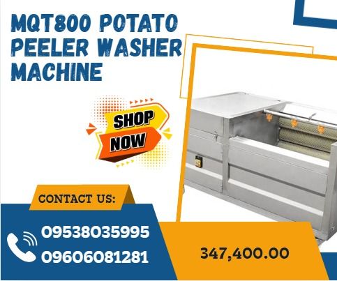 MQT800 potato peeler washer machine (Category: Home Improvement Tools & Accessories) located in Caloocan City. Submitted by 09263834248 (Listing ID 1424248059, Image 1). Description: Model: MQT800 Power/Voltage: 1.1kw/380v Weight: 260KG Dimension: 1600*730*840mm Capacity: 500-800kg/h .