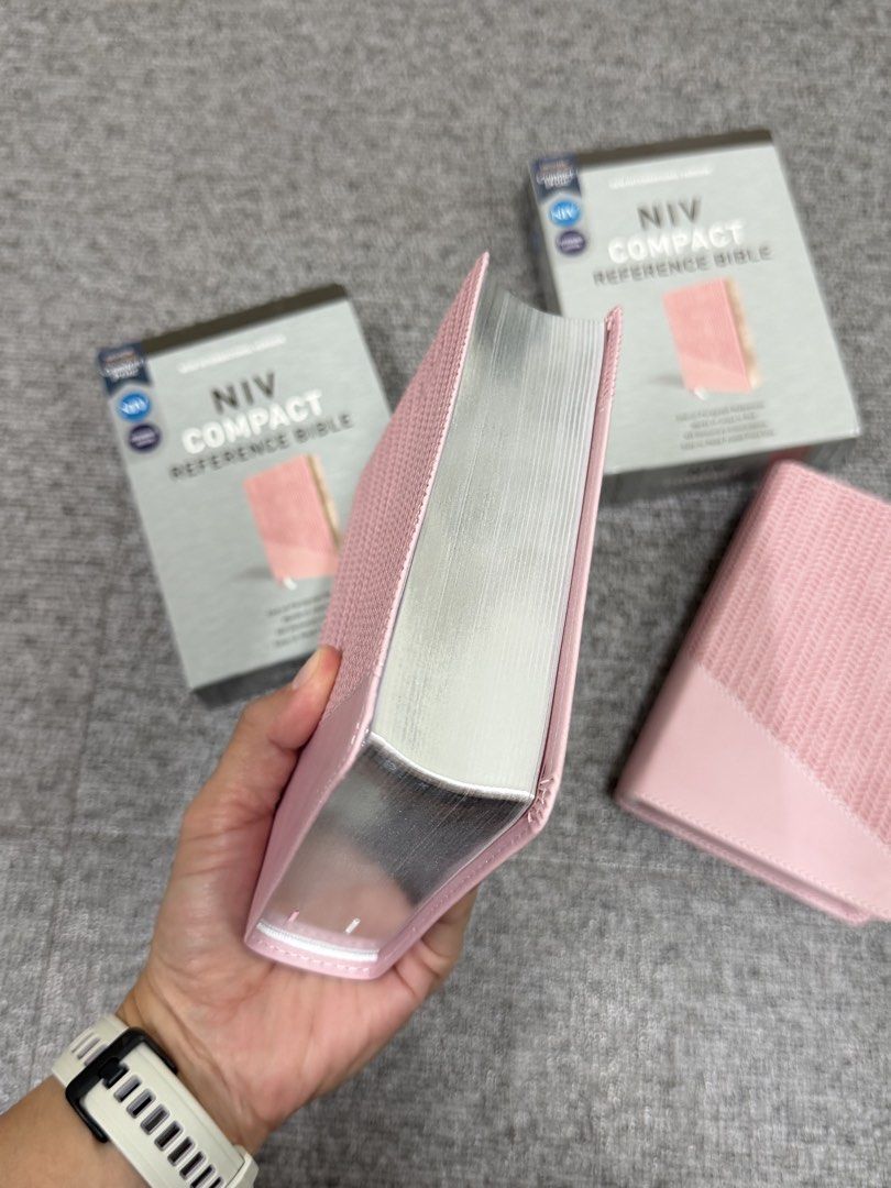 NIV compact Pink Bible (Category: Religion Books) located in Valencia. Submitted by pawprint22 (Listing ID 1424202641, Image 3). Description: Features: Complete text of the accurate, readable, and clear New International Version (NIV) Convenient, portable size Double-column format Presentation page Two satin ribbon markers Words of Jesus in red NIV dictionary/concordance Eight pages of full-color maps Exclusive Zondervan NIV Comfort Print typefac