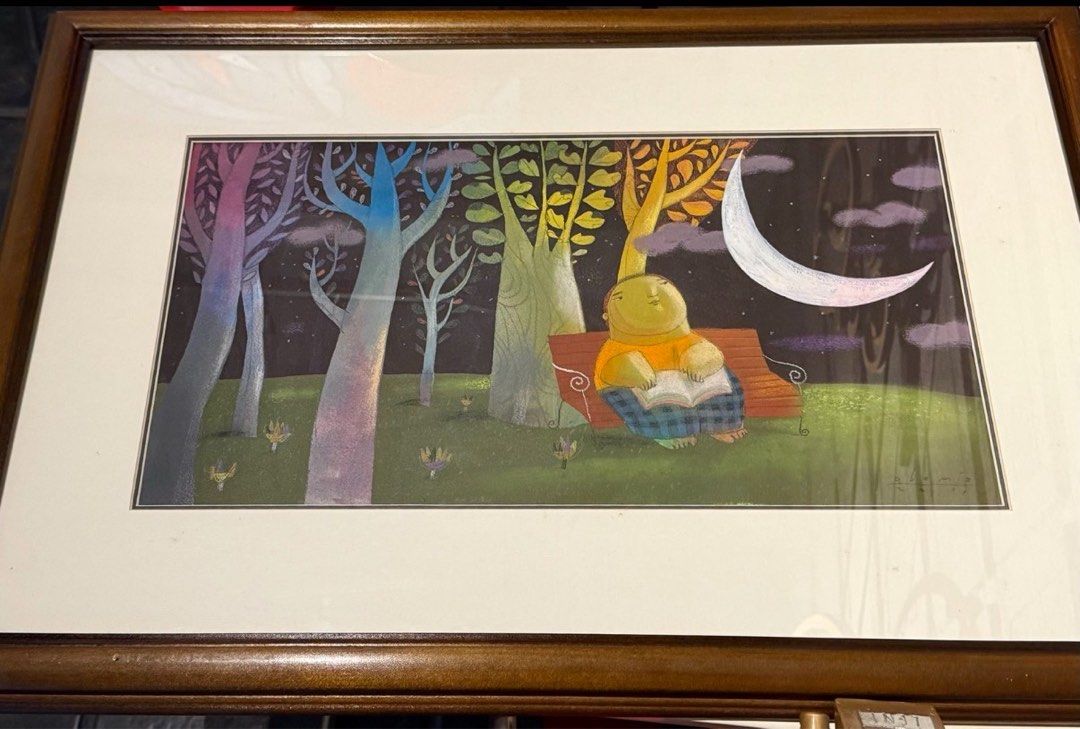Obemio Painting (Category: Art & Prints) located in Makati City. Submitted by kijurean (Listing ID 1424246700, Image 1). Description: Unloading from personal collection Title: Sweet Moon Water Color 9x18in with COA payment by bank transfer dp required to confirm interest .