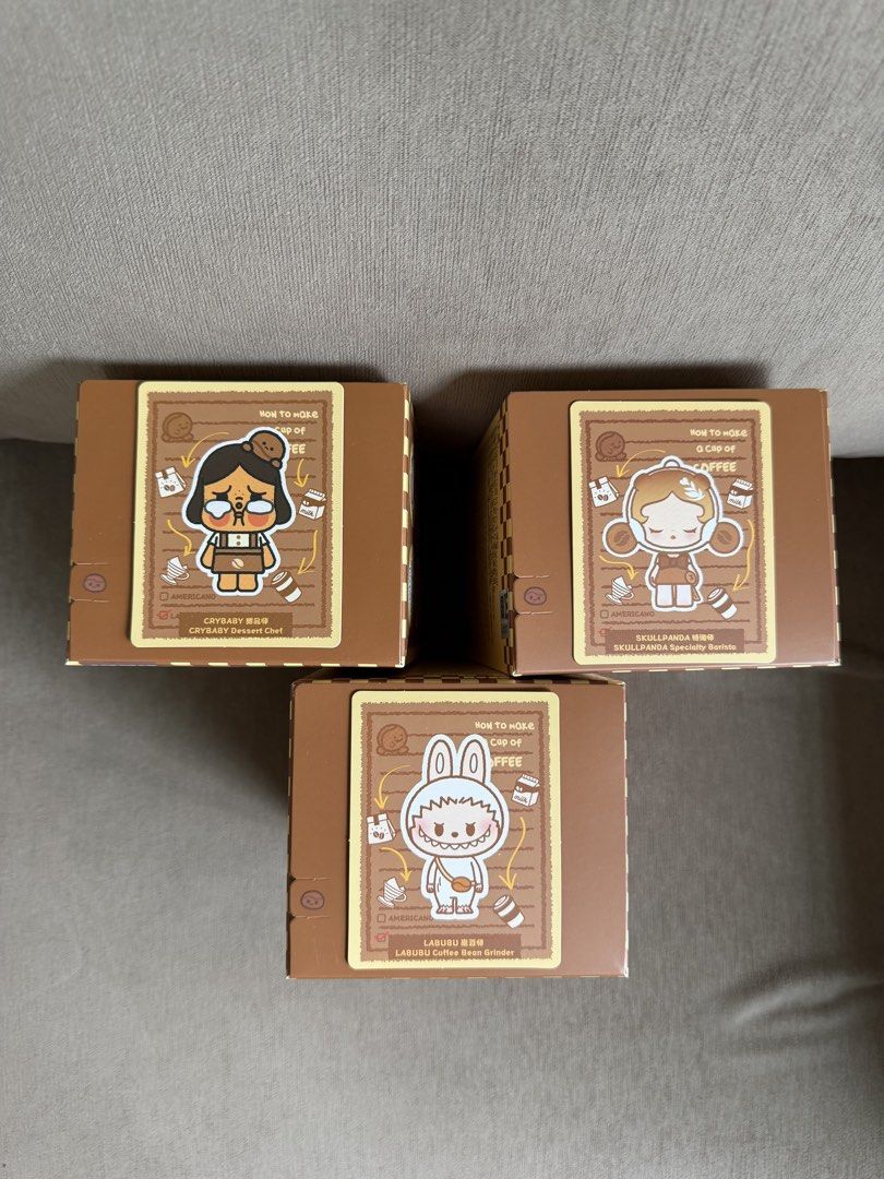 Popbean Coffee Factory Blind Box (Category: Designer & Blind Box Toys) located in Taguig. Submitted by jesellek (Listing ID 1424200974, Image 1). Description: - Popbean Coffee Factory Blind Box avail: Labubu, Crybaby and Skullpanda Sealed foil .