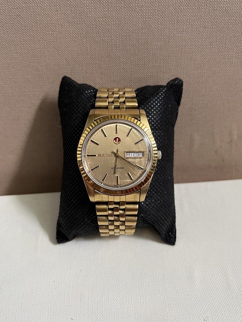Rado Voyager Datejust Gold dial (Category: Women's Watches) located in Cainta. Submitted by saminjess (Listing ID 1424320850, Image 1). Description: Rado Voyager Datejust Gold dial automatic Original rado bracelet 35mm diamter, 6.5-7" wrist size Watch only ₱11,000 Loc: cainta,rizal This is a pre-owned/vintage watch and may have signs of wear. Kindly manage your expectations. Cannot be returned once sold..