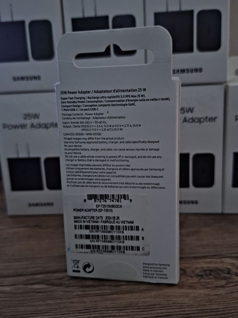 SAMSUNG ORIGINAL CHARGER 25W BNEW SEALED (Category: Chargers & Cables) located in Quezon City. Submitted by ascendia (Listing ID 1424257049, Image 2). Description: SAMSUNG 25W CHARGER - USB TYPE-C - BNEW SEALED - ORIGINAL FROM DISPOSE SAMSUNG PHONES PRICE 450 EACH (NEGOTIABLE) CAN TAKE ALL PO LOCATION: KATIPUNAN QUEZON CITY .