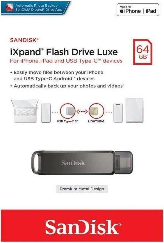 SanDisk iXpand Flash Drive Luxe 64GB (no packaging)