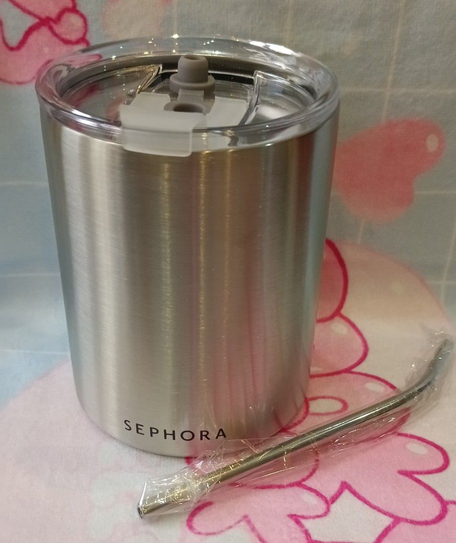 Sephora Stainless Steel Cup (Category: Coffee & Tea Tableware) located in Antipolo. Submitted by legoninos.legoninas (Listing ID 1424237502, Image 1). Description: from Sephora with lid and straw brand new with box.