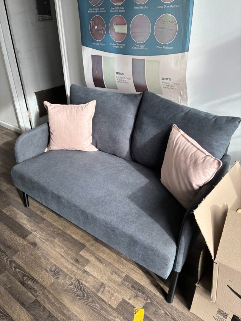 Simon 2-Seater Sofa – Dark Grey Linen, Foam Cushions, Spring Seat, Metal Legs (Category: Furniture) located in Brisbane. Submitted by priceworth_brisbane (Listing ID 1424190692, Image 2). Description: Comfortable and stylish, this compact 2-seater features soft dark grey linen upholstery, thick foam cushions, spring seat suspension, and sturdy metal legs—perfect for living rooms, bedrooms, or offices. Price: $199.99 Colour: Tundora (Dark Grey) Wa