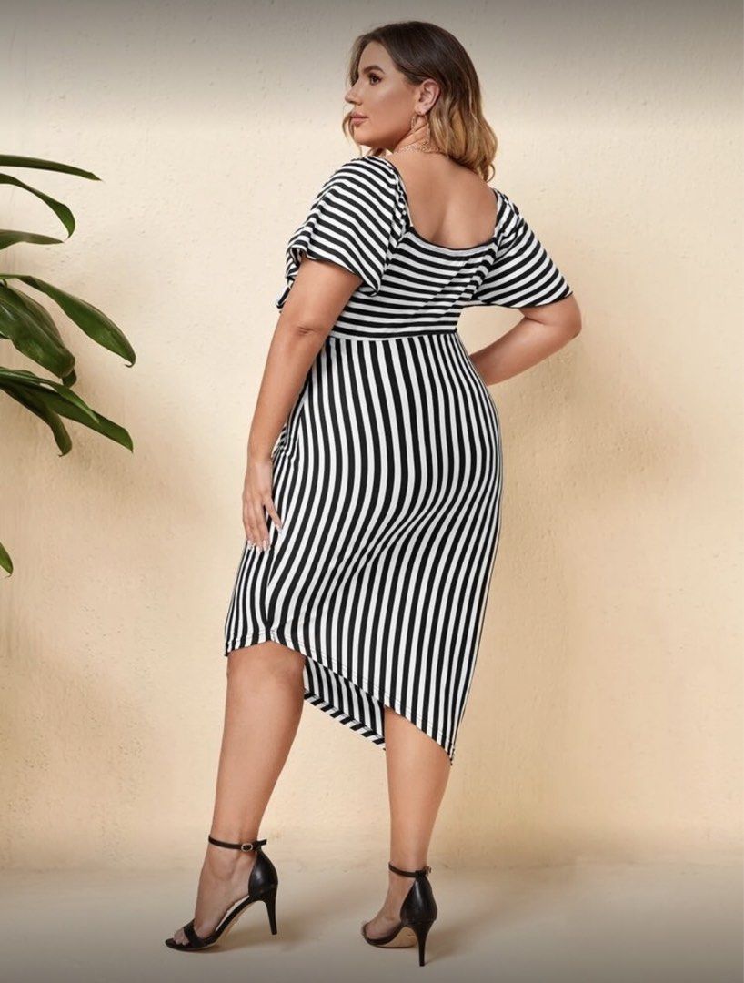 Striped Tie-Front Midi Dress - 0XL (Category: Dresses) located in Quezon City. Submitted by rav00 (Listing ID 1424276038, Image 2). Description: Never Worn - Striped midi dress - Tie-front detail - Short sleeves - Asymmetrical hemline - Square neckline - Size: 0XL - Medium stretch fabric.