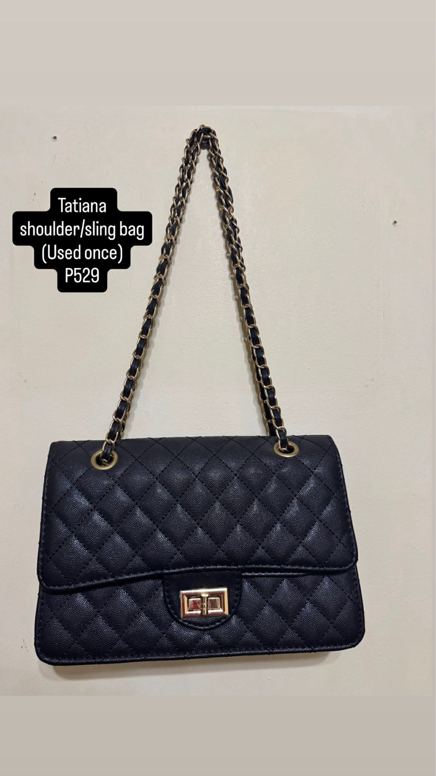Tatiana Shoulder/Sling Bag (Category: Shoulder Bags) located in Angeles City. Submitted by emlcena (Listing ID 1424233631, Image 1). Description: Tatiana Sling Bag Price: ₱300 + SF •Buyer will shoulder shipping fee. •No COD/COP. Payment first before shipping. MOP: GCash / BDO / BPI MOD: LBC / J&T.