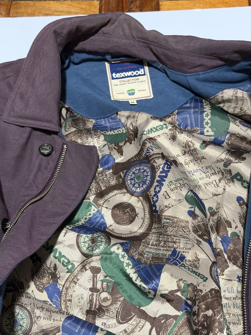 Texwood Collection Jacket - Medium (Category: Coats, Jackets and Outerwear) located in Caloocan City. Submitted by _mitsuki (Listing ID 1424180089, Image 2). Description: ‼️ DECLUTTERING ‼️ Model Height: 5'6 Model Weight: 69.5kg - Texwood Collection jacket - Medium size - Distinctive purple-brown color - Button-up and zipper closure - Patterned inner lining - Two front pockets - Chest logo - Button details on sleeves Honest issue: May natanggal n