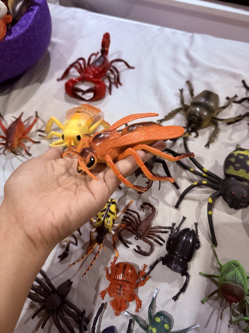 Toy Insect Collection take all (Category: Kids Toys) located in Bulacan. Submitted by makelearningfun (Listing ID 1424282734, Image 2). Description: - Variety of toy insects: spiders, beetles, grasshoppers, and scorpions. - Different colors and sizes. - Ideal for kids who love insects. - Perfect for imaginative play or display. - Great for Halloween decorations. - Includes a range of insect types - Take all for only ₱500 / ₱16 each only.