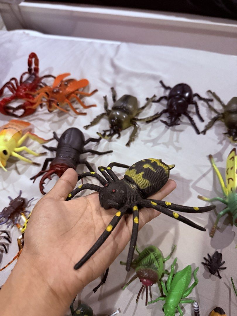 Toy Insect Collection take all (Category: Kids Toys) located in Bulacan. Submitted by makelearningfun (Listing ID 1424282734, Image 3). Description: - Variety of toy insects: spiders, beetles, grasshoppers, and scorpions. - Different colors and sizes. - Ideal for kids who love insects. - Perfect for imaginative play or display. - Great for Halloween decorations. - Includes a range of insect types - Take all for only ₱500 / ₱16 each only.