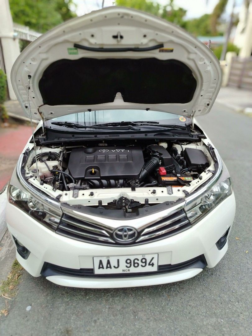 Toyota Corolla Altis 1.6 (A) (Category: Used Cars) located in Paranaque City. Submitted by gentlemanscloset (Listing ID 1424289873, Image 3). Description: Brand/Make/Model Toyota Altis 1.6V Automatic 2014 Model Highlighted details: -Pearl White - Casa maintained - Newly replaced front shock absorbers, suspension arms ball joints tie-rod end - Tires are in good condition - With comprehensive insurance - Mileage is at 70,262 kms This is still negot