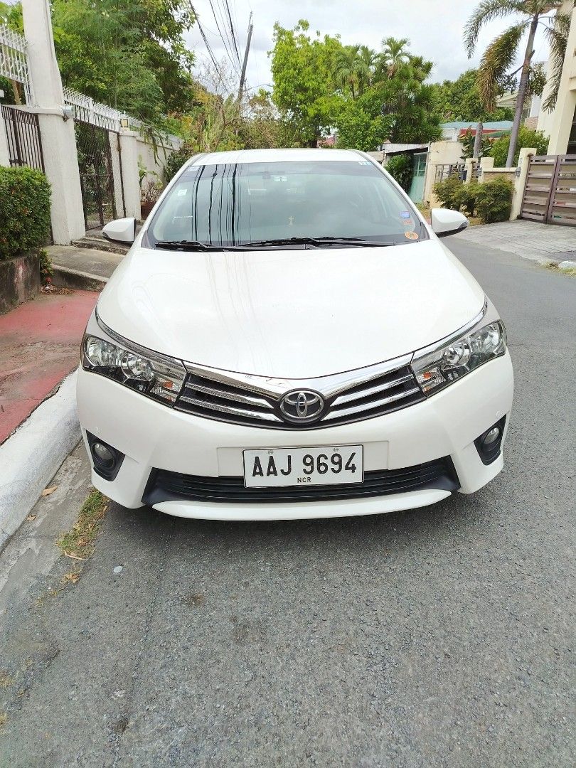 Toyota Corolla Altis 1.6 (A) (Category: Used Cars) located in Paranaque City. Submitted by gentlemanscloset (Listing ID 1424289873, Image 1). Description: Brand/Make/Model Toyota Altis 1.6V Automatic 2014 Model Highlighted details: -Pearl White - Casa maintained - Newly replaced front shock absorbers, suspension arms ball joints tie-rod end - Tires are in good condition - With comprehensive insurance - Mileage is at 70,262 kms This is still negot