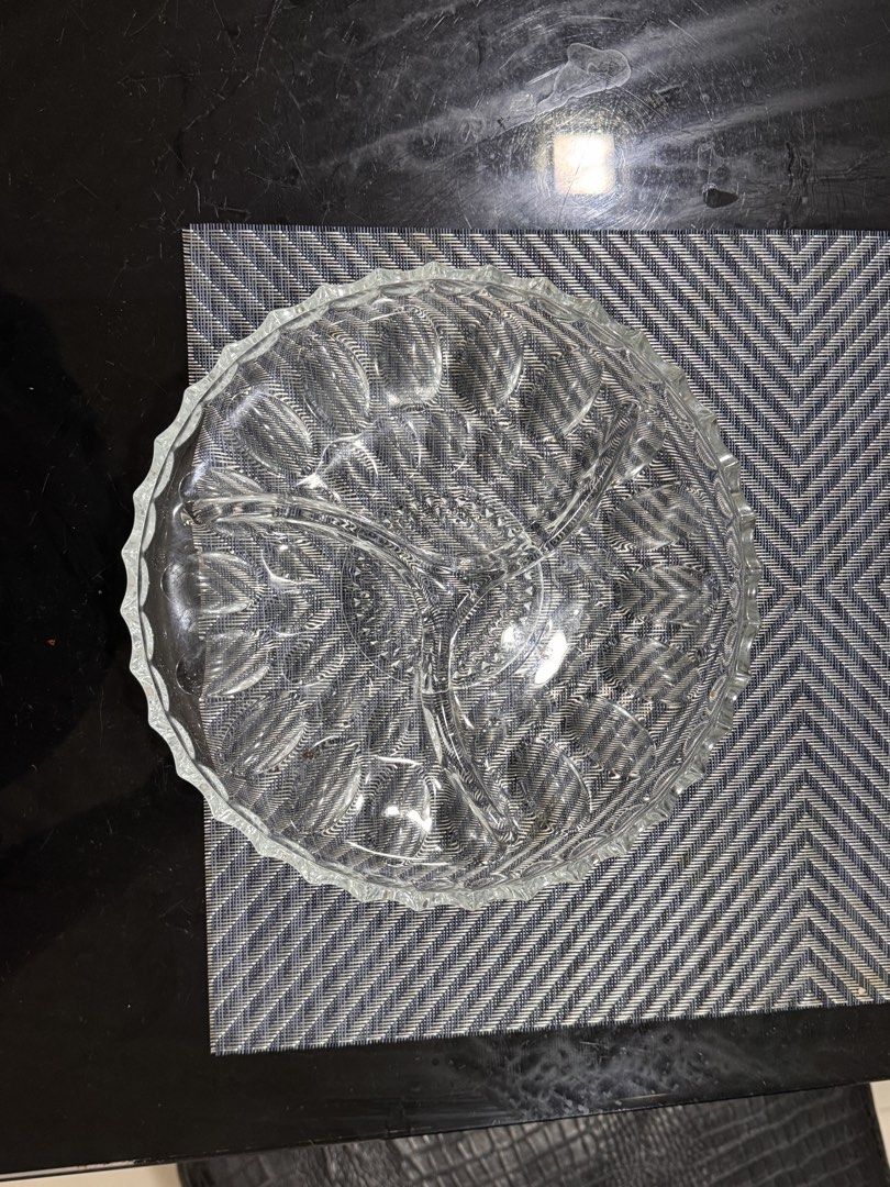 Vintage Clear Glass Divided Serving Dish