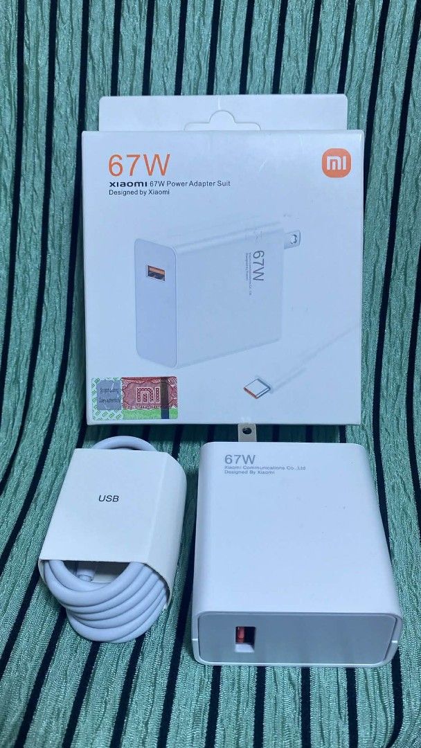 Xiaomi 67W Power Adapter (Category: Chargers & Cables) located in Manila. Submitted by pricious (Listing ID 1424332590, Image 1). Description: - Xiaomi 67W Power Adapter - Includes adapter and USB cable - Designed by Xiaomi - White color.