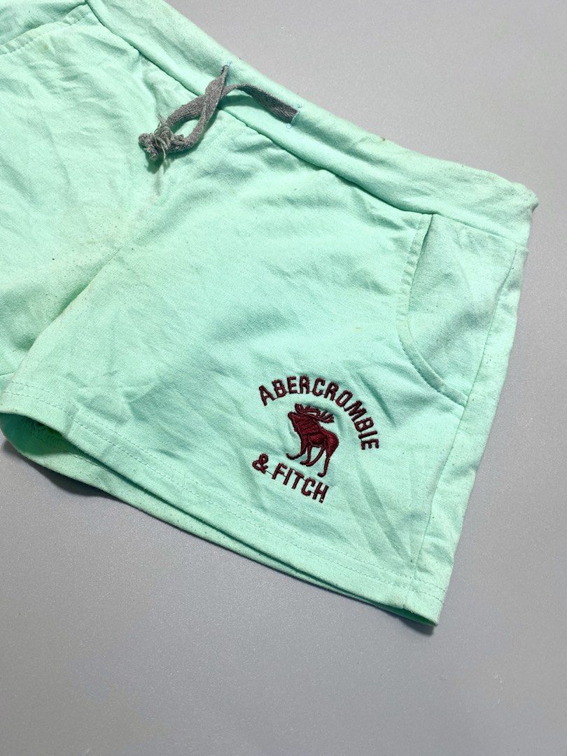 Y2k Abercrombie & Fitch Shorts (Category: Shorts) located in Manila. Submitted by y2kmatter (Listing ID 1424340545, Image 2). Description: - Abercrombie & Fitch shorts - Color: Mint Green - Size: Large - Features: Brand logo, drawstring waistband, two side pockets - Material: 72% cotton, 28% polyester - Made in China -Minor issue(Lints).