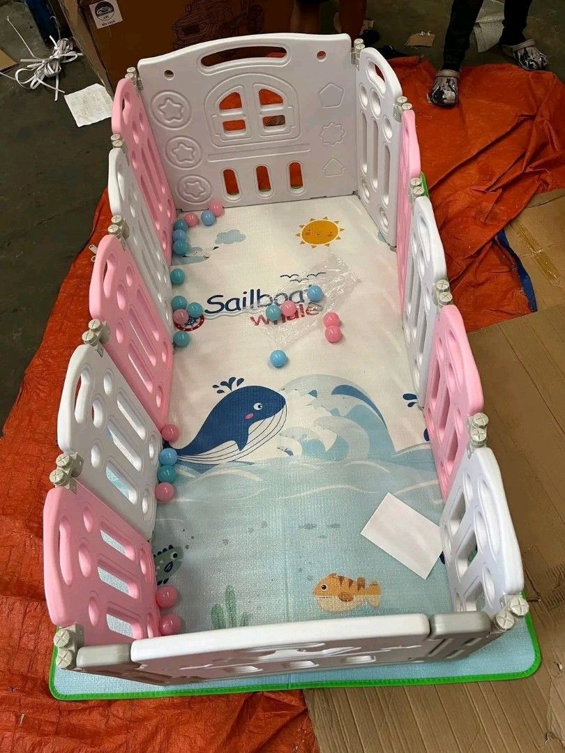 Baby Playpen with Mat (Category: Infant Playtime) located in Manila. Submitted by minidivisoria (Listing ID 1427583064, Image 3). Description: Onhand Playpen with balls/basket/mat Sizes 10+2 (155x118x60cm) pink green gray Rs. 2800 Sizes 12+2 Pink green gray Rs. 3200 Sizes 16+2 pink green gray color 4200.