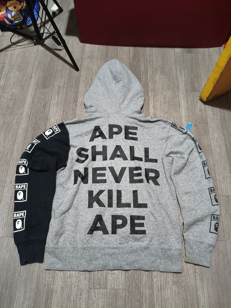 BAPE APE SHALL NEVER KILL APE Hoodie (Category: Activewear) located in Manila. Submitted by japanplug (Listing ID 1427584223, Image 1). Description: AUTHENTIC cut sleeve tag stains only.